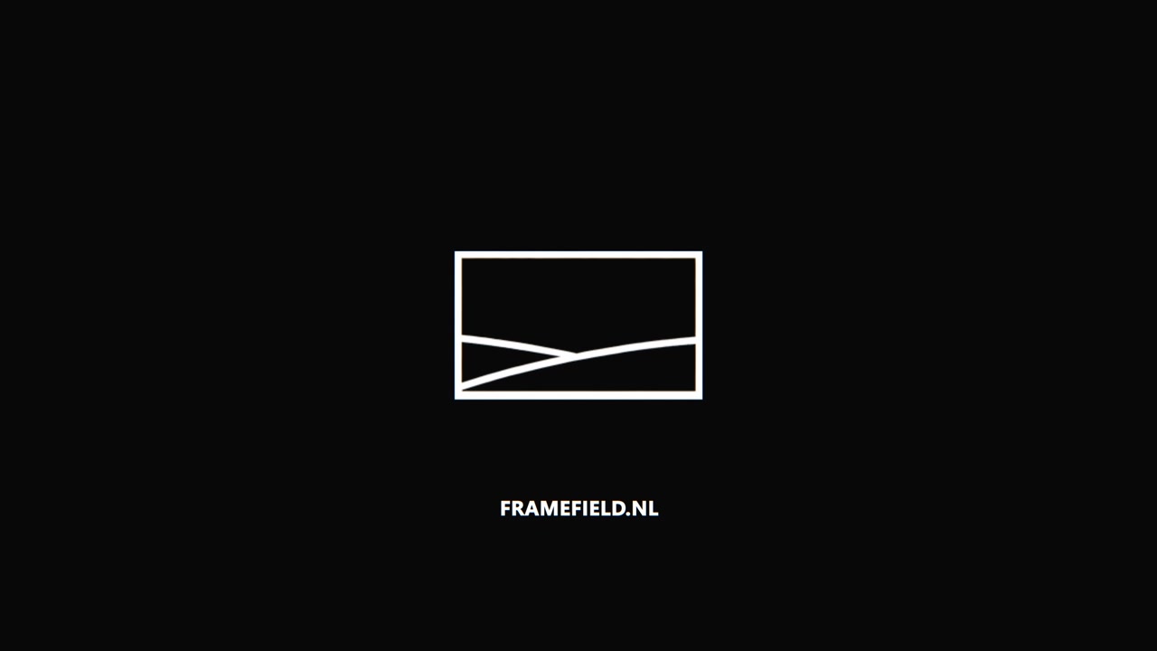 Framefield-logo op een donkere achtergrond